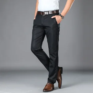 BROWON 2025 Spring Summer Mens Smart Casual Pants Regular Straight Pocket Details Full Length Pants Male Trousers Big Size 29-42