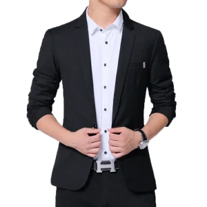 BROWON 2025 New Spring Autumn Men Suit Jacket Mens Korean Slim Fit Solid Color Smart Casual Work Clothing Men's Suits Blazers